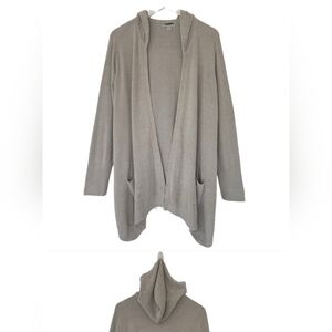 Barefoot Dreams Cardigan Large CozyChic Ultra Lite Hooded Seashore Oyster